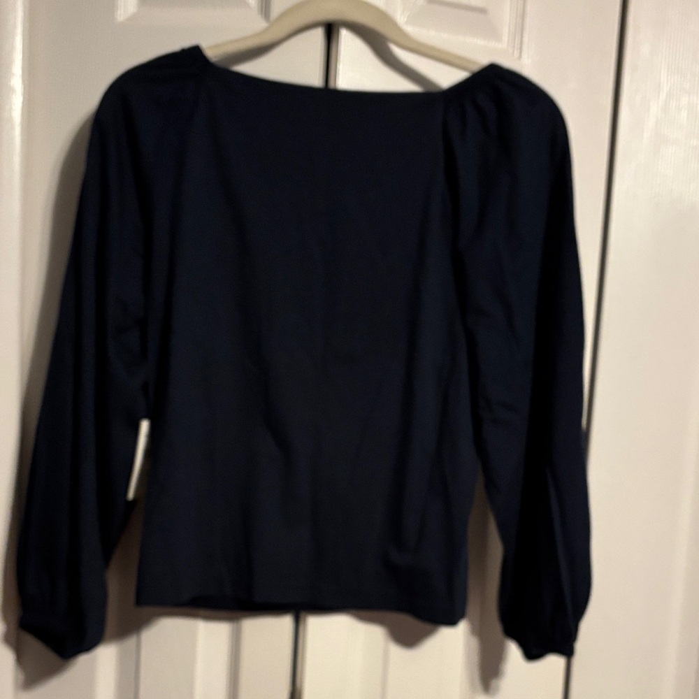 Banana Republic Supima cotton peasant long sleeve top in navy size XXS  NWT - Picture 11 of 11